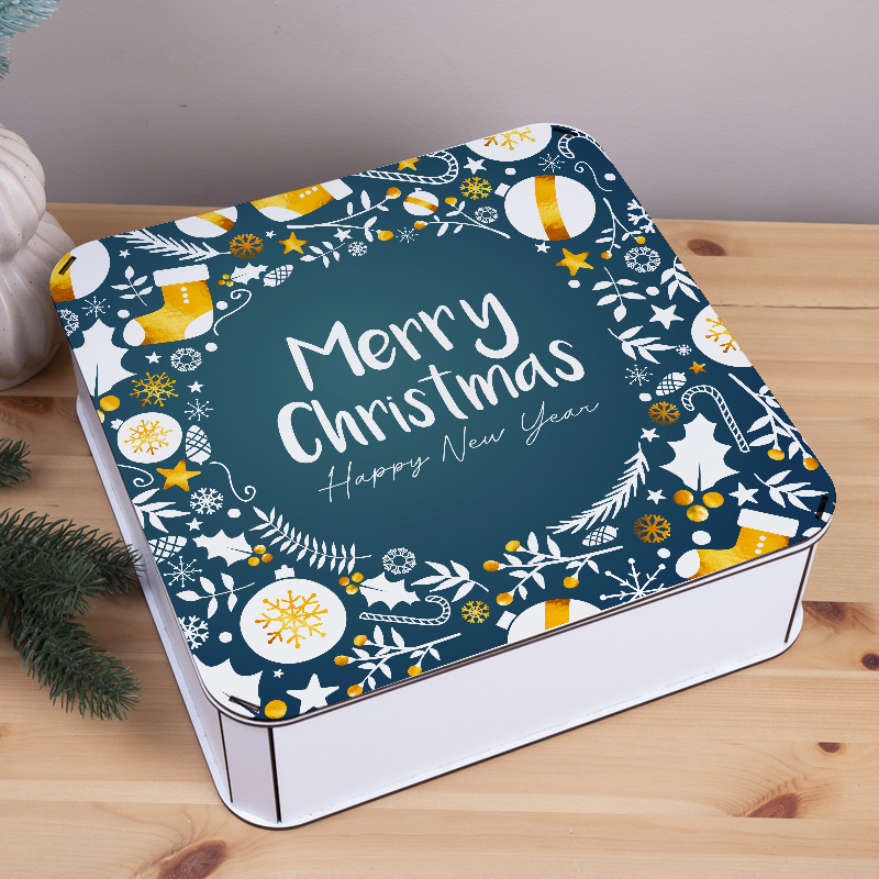 Коробка квадратная 32,5 см «Merry Christmas» новогодняя